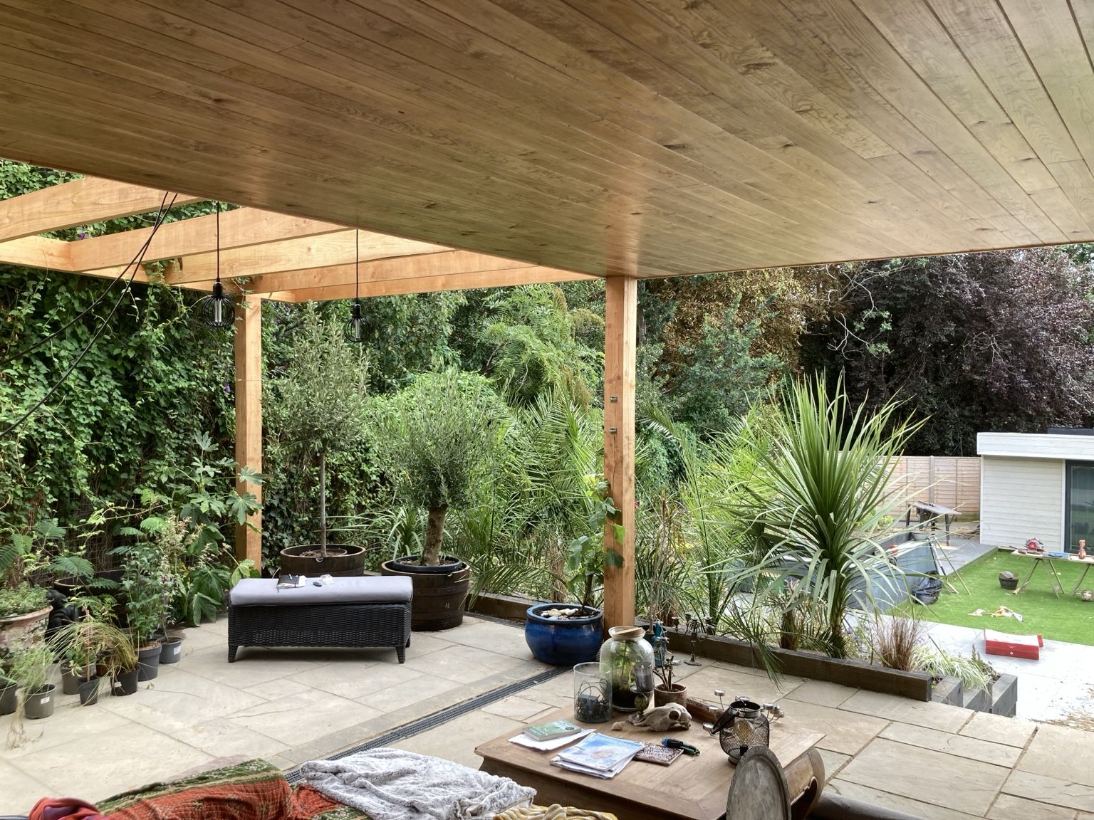Covered timber terrace